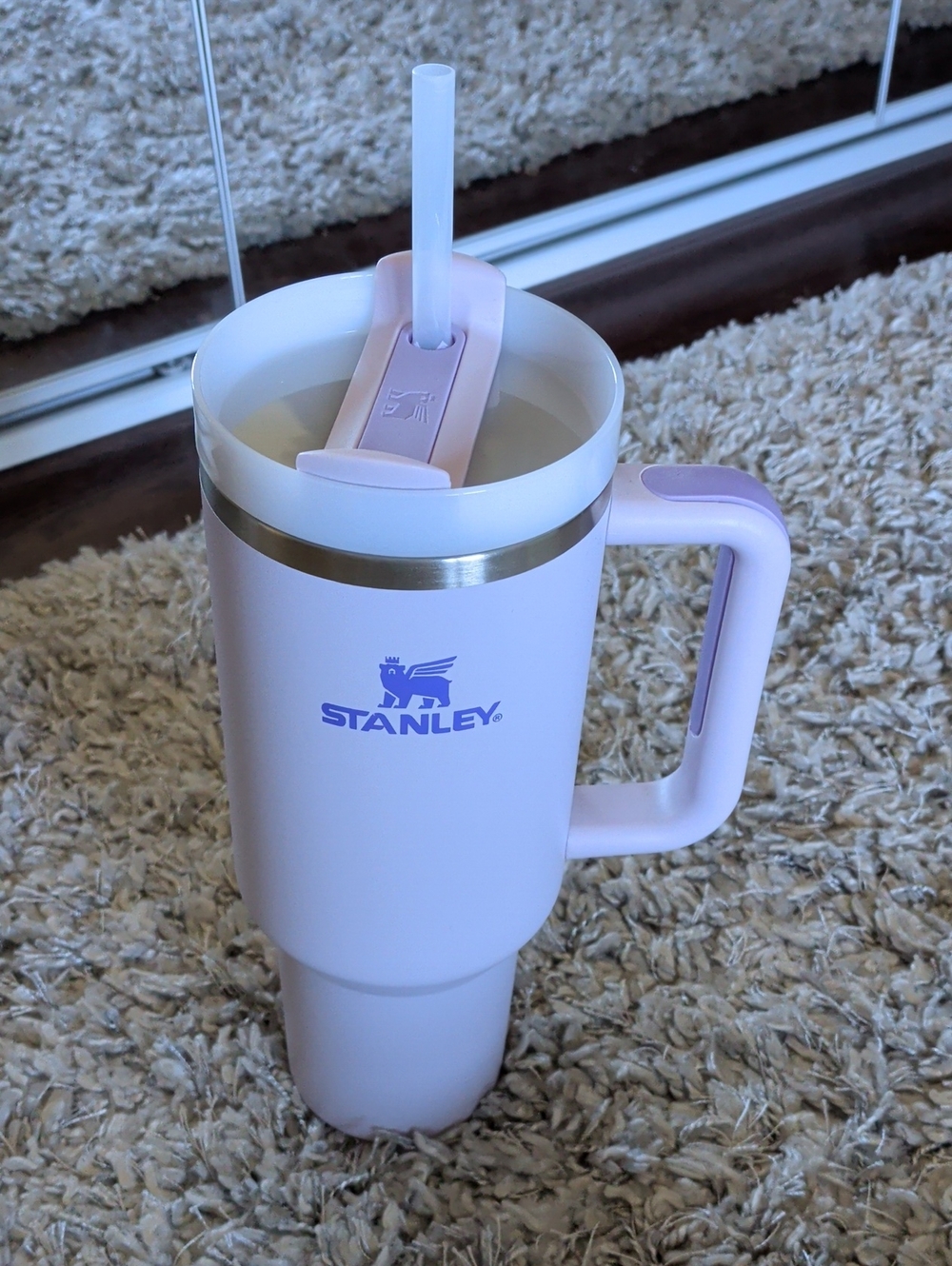 Stanley Light Pink Travel Tumbler with Handle and Straw